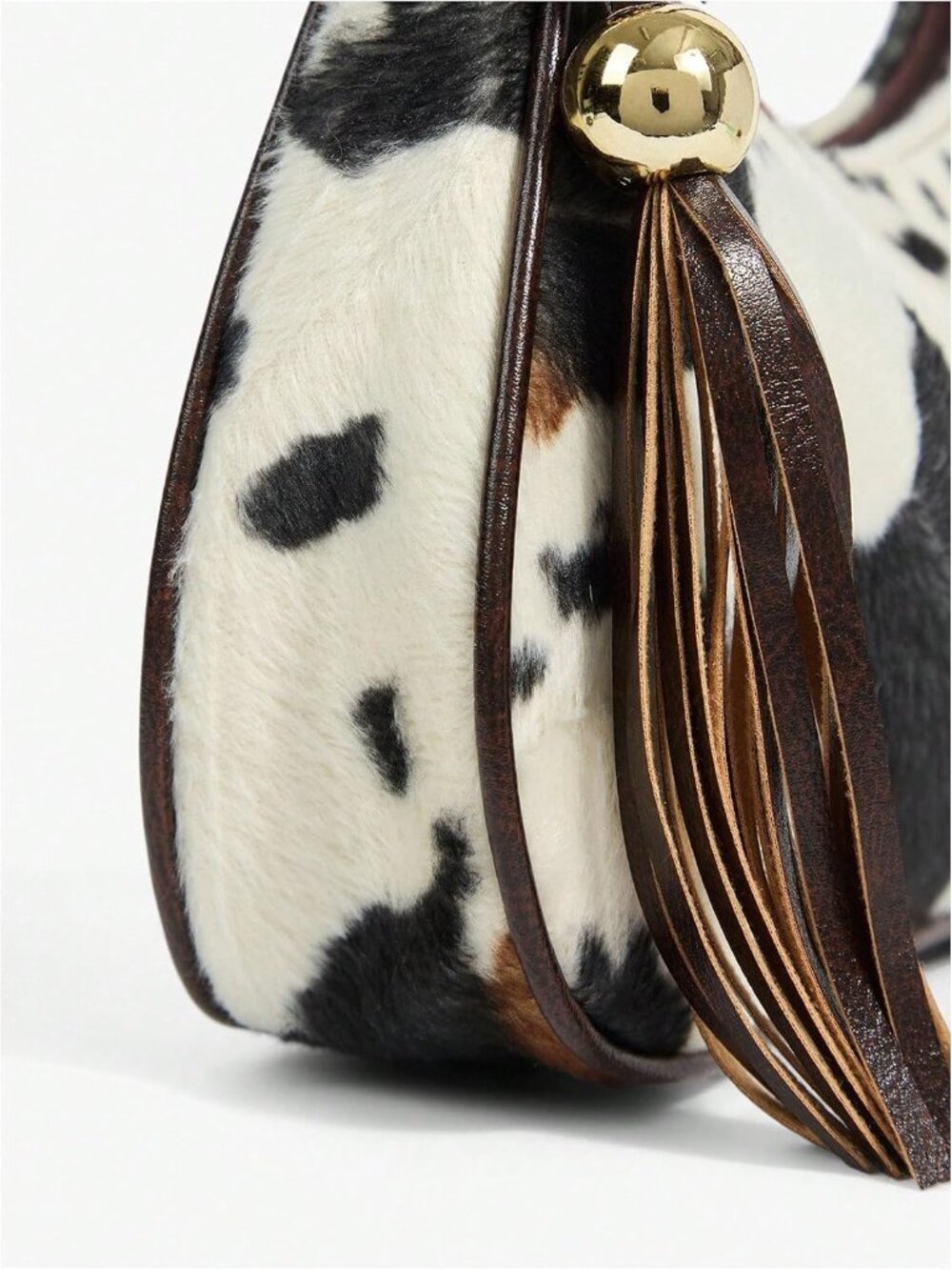 Women's Faux Fur Cow Print Shoulder Bag Retro Y2k Vintage Handbags - Picture 5 of 6